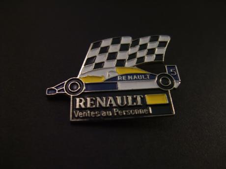 Renault Formule 1 racewagen (Sebastian Vettel) zwart-wit geblokte vlag ( sessie is beëindigd.)